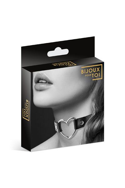 Чёрный чокер с кольцом в форме сердца - Bijoux Pour Toi - купить с доставкой в Миассе