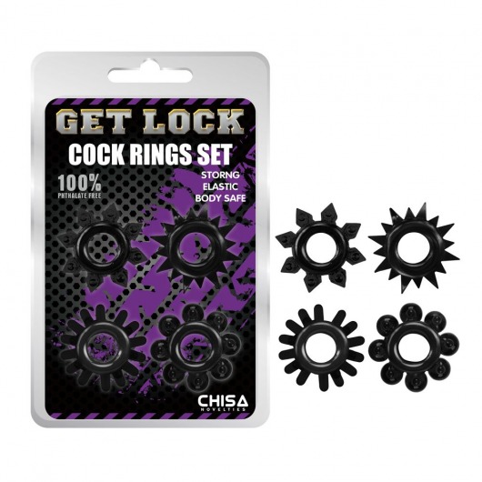 Набор из 4 черных эрекционных колец Get Lock - Chisa - в Миассе купить с доставкой
