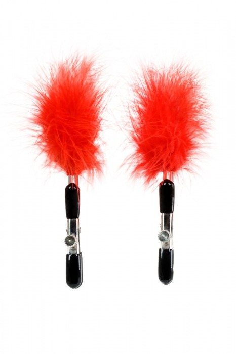 Зажимы для сосков с красным пухом Theatre - ToyFa - купить с доставкой в Миассе