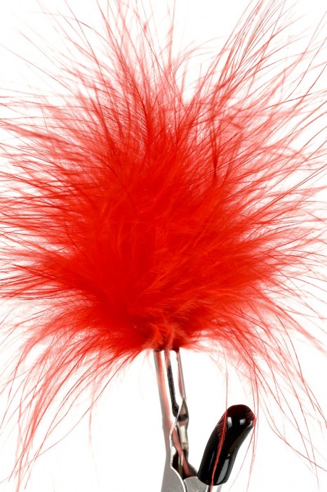 Зажимы для сосков с красным пухом Theatre - ToyFa - купить с доставкой в Миассе